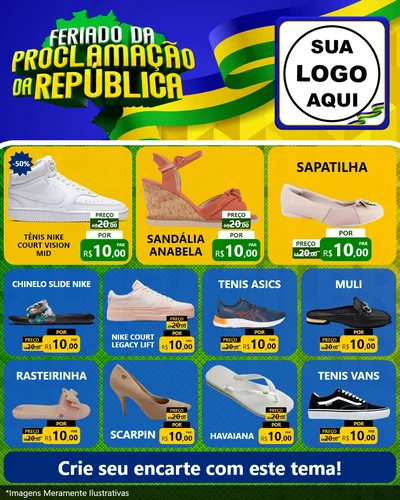 Modelo de Rede Social para Feed Instagram com o tema Feriado da Proclamação da República para Calçados