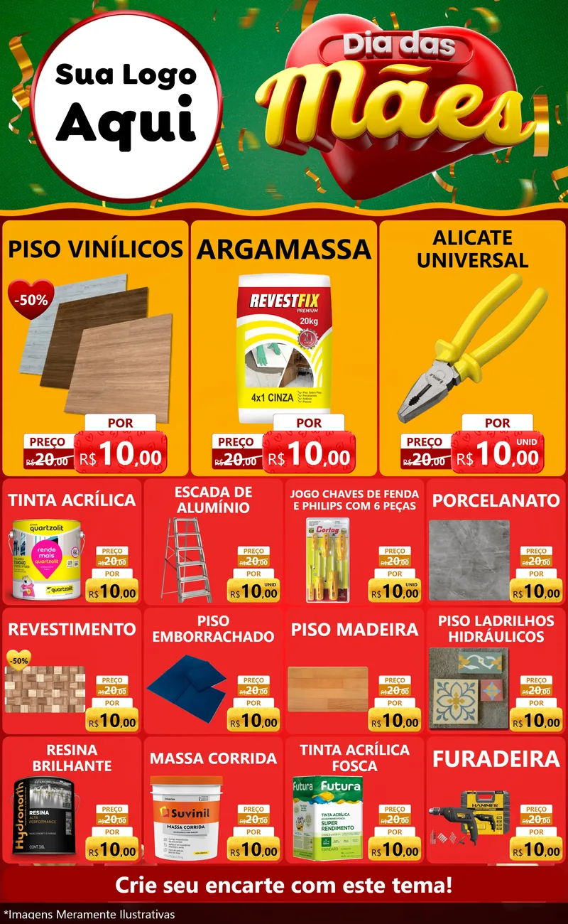 Modelo de Encarte para Encarte Grande com o tema Dia das Mães para Material para Construção