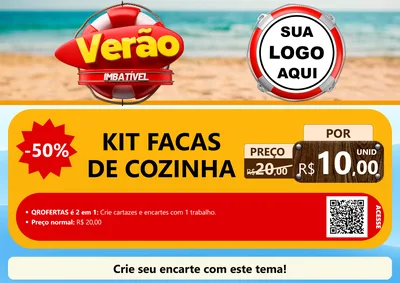 Modelo de Cartaz para Cartaz A4 Horizontal com o tema Verão Imbatível para Utilidades Domésticas