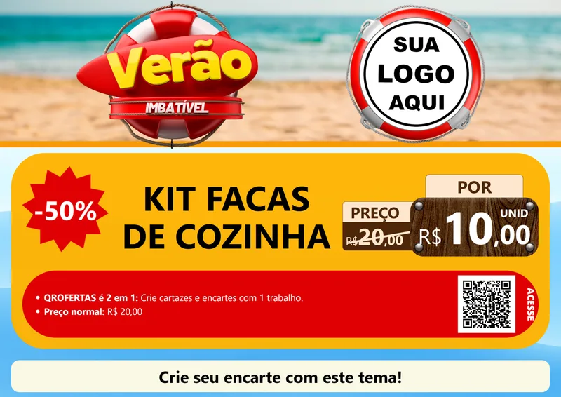Modelo de Cartaz para Cartaz A4 Horizontal com o tema Verão Imbatível para Utilidades Domésticas