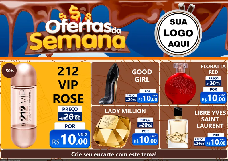 Modelo de Encarte para Encarte A4 Horizontal com o tema Ofertas da Semana - Páscoa para Perfumes
