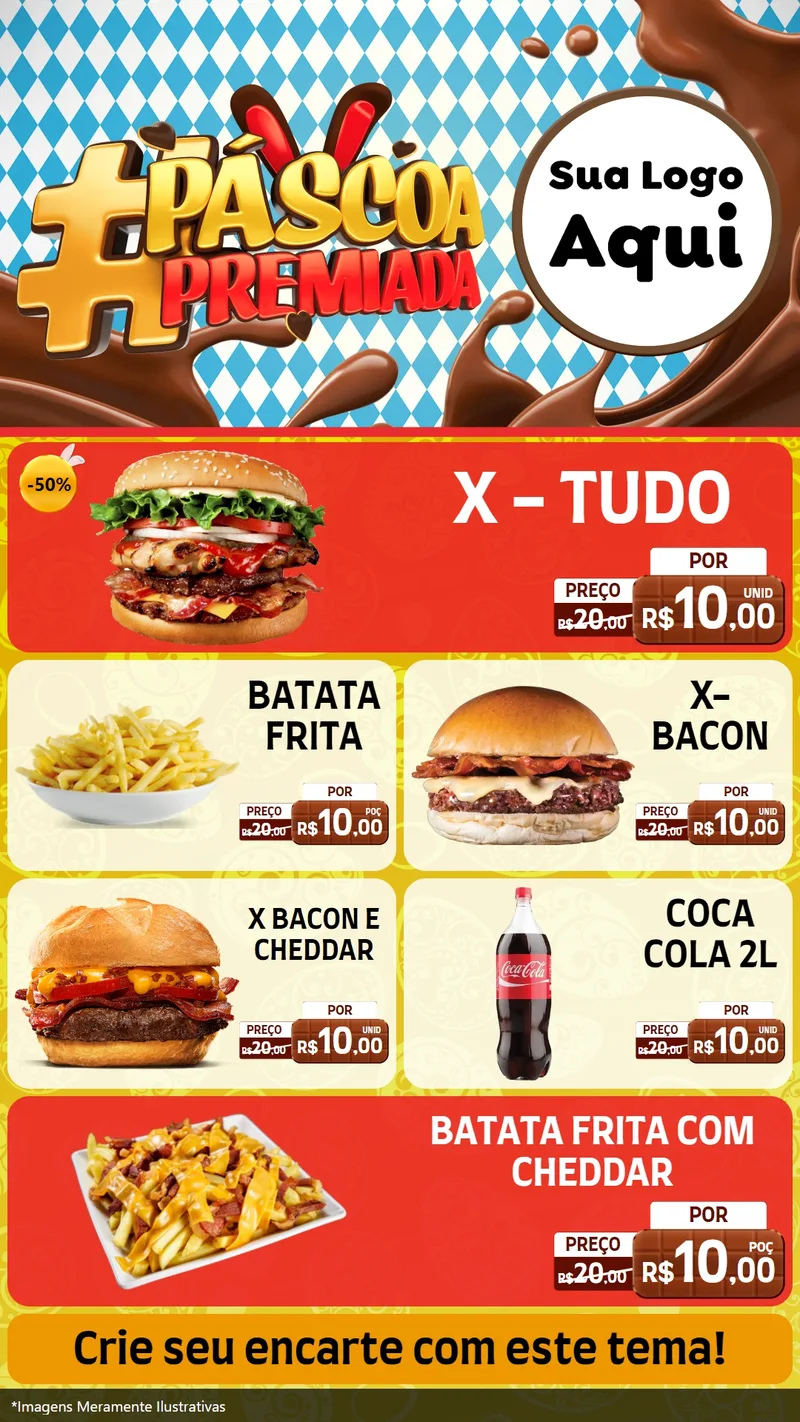 Modelo de TV para TV Vertical com o tema Páscoa Premiada para Hamburgueria