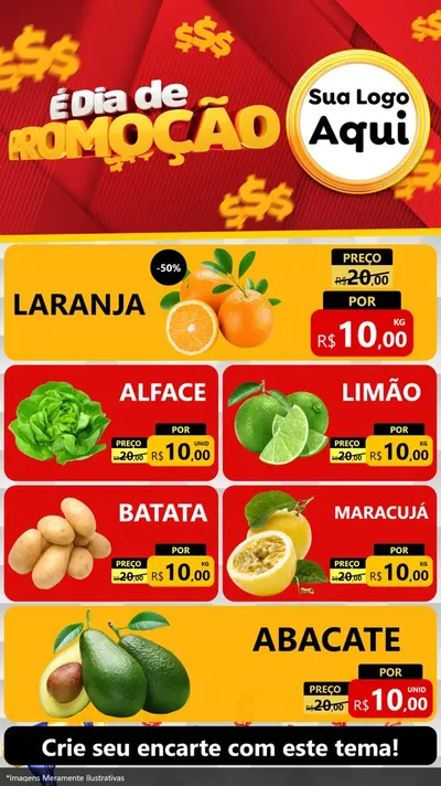 Modelo de TV para TV Vertical com o tema É Dia De Promoção para Hortifrúti
