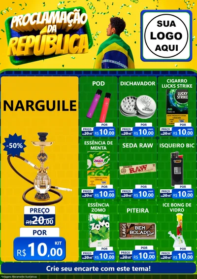 Modelo de Encarte para Encarte A4 Vertical com o tema Proclamação da República para Tabacaria