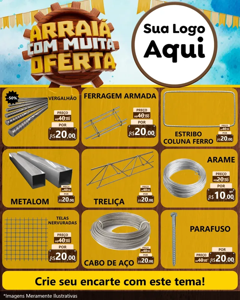 Modelo de Rede Social para Feed Instagram com o tema Ofertas de São João - Junina para Ferragens