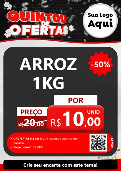 Modelo de Cartaz para Cartaz A4 Vertical com o tema Quintou de Ofertas para Supermercado
