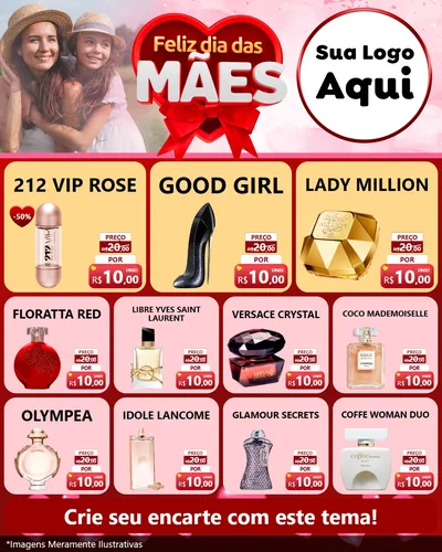 Modelo de Rede Social para Feed Instagram com o tema Feliz Dia Das Mães para Perfumes