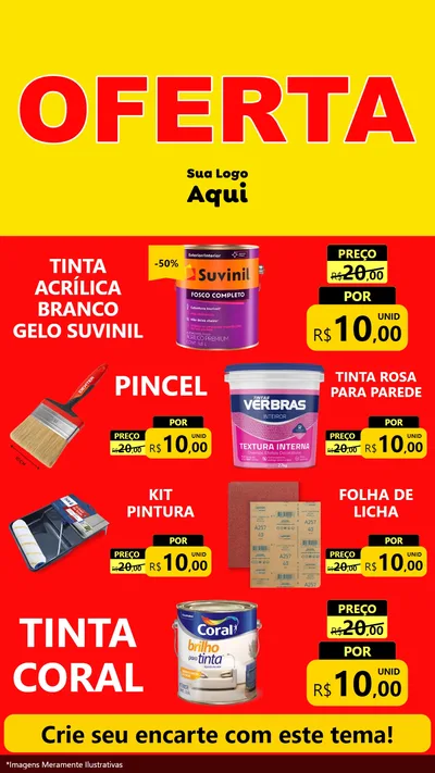 Modelo de TV para TV Vertical com o tema OFERTA - Vermelho Cartaz para Tintas e Ferramentas