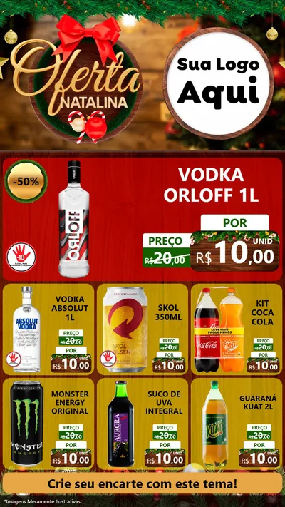 Modelo de Rede Social para Stories com o tema Ofertas Natalina para Distribuidora de bebidas