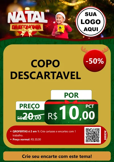 Modelo de Cartaz para Cartaz A4 Vertical com o tema Natal da Economia para Embalagens