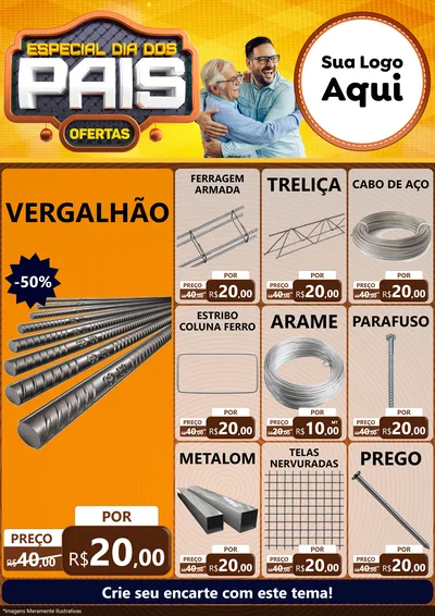 Modelo de Encarte para Encarte A4 Vertical com o tema Especial Dia dos Pais para Ferragens