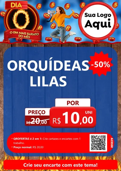 Modelo de Cartaz para Cartaz A4 Vertical com o tema Dia O - O Dia Mais Barato Do Mês para Floricultura e jardim