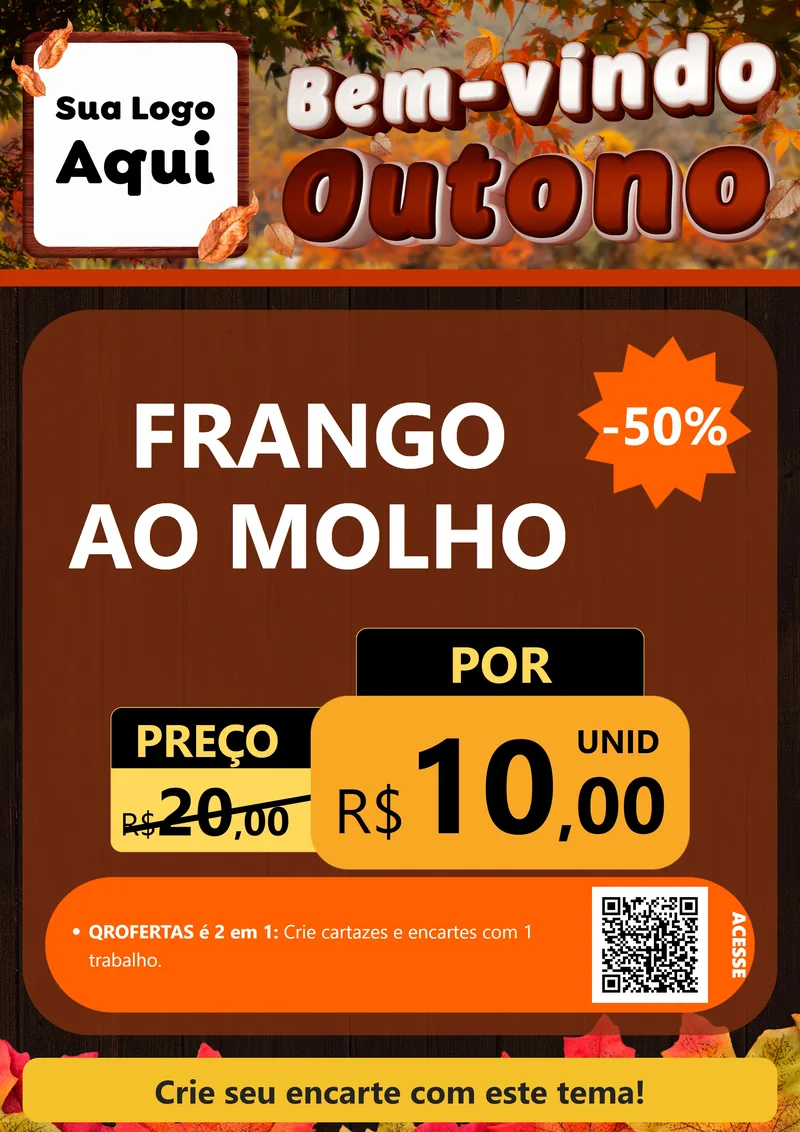 Modelo de Cartaz para Cartaz A4 Vertical com o tema Bem-vindo Outono para Restaurante