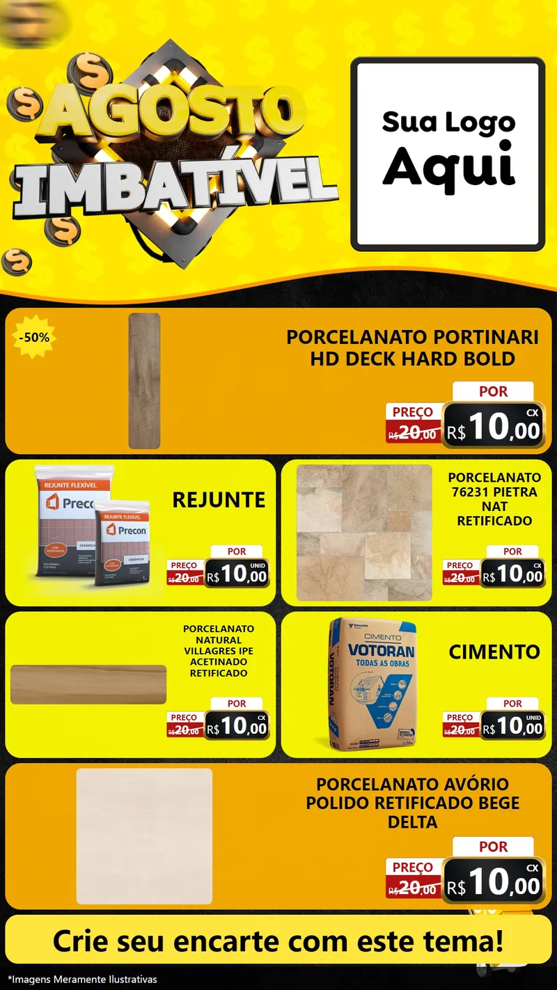 Modelo de TV para TV Vertical com o tema Agosto Imbatível para Pisos e revestimentos