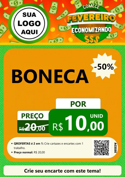 Modelo de Cartaz para Cartaz A4 Vertical com o tema Comece Fevereiro Economizando para Brinquedos