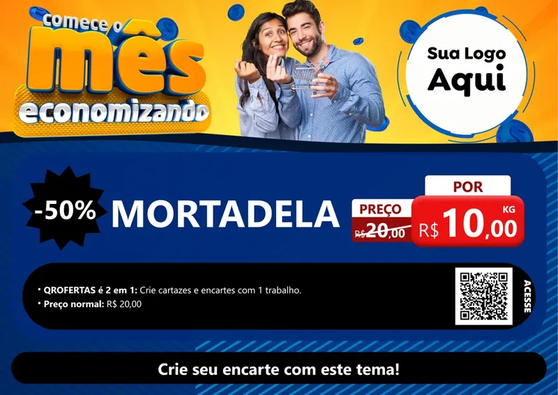 Modelo de Cartaz para Cartaz A4 Horizontal com o tema Comece O Mês Economizando para Frios e Laticínios