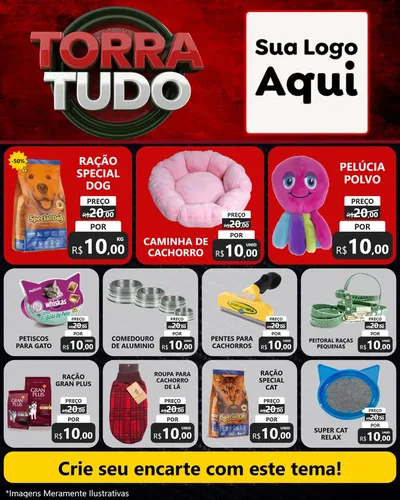 Modelo de Rede Social para Feed Instagram com o tema Torra Tudo para Pet Shop
