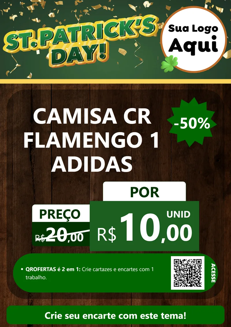 Modelo de Cartaz para Cartaz A4 Vertical com o tema St Patriks Day para Roupas e acessórios