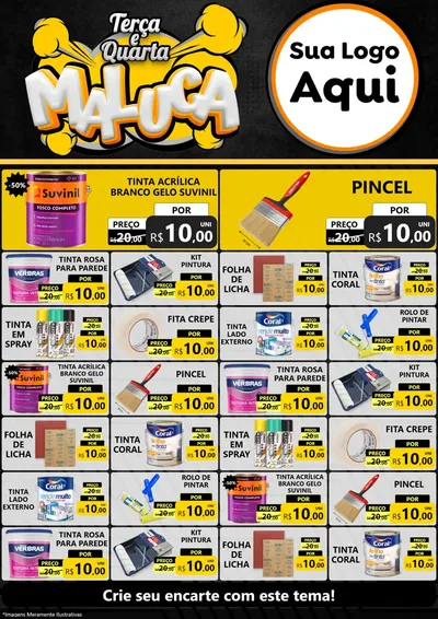 Modelo de Encarte para Encarte A4 Vertical com o tema Terça e Quarta Maluca para Tintas e Ferramentas