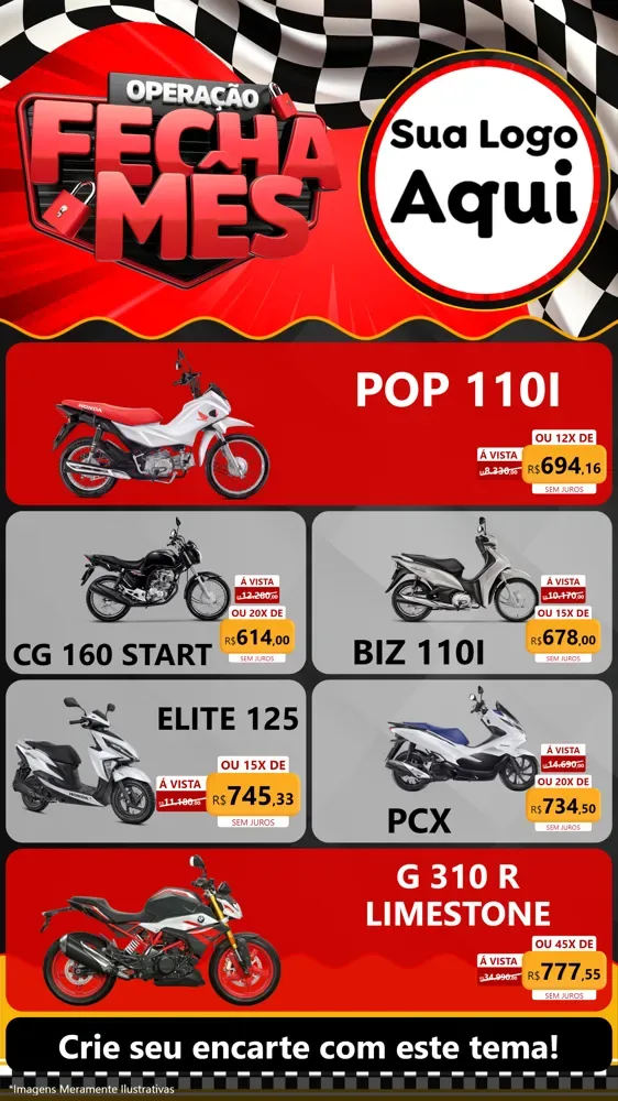 Modelo de TV para TV Vertical com o tema Operação Fecha Mês - Auto Moto para Concessionaria de Motos