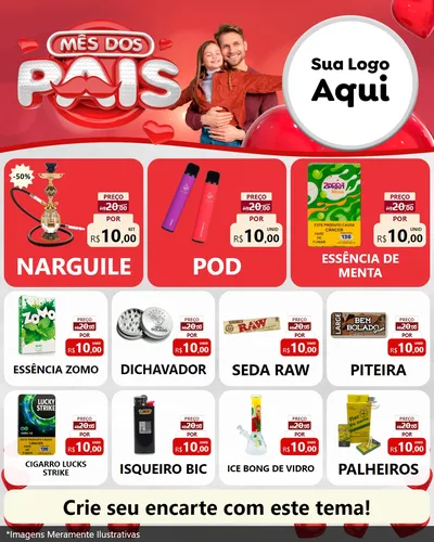 Modelo de Rede Social para Feed Instagram com o tema Mês dos Pais para Tabacaria