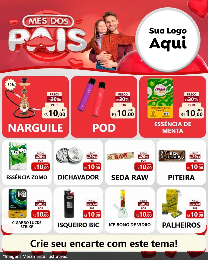 Modelo de Rede Social para Feed Instagram com o tema Mês dos Pais para Tabacaria