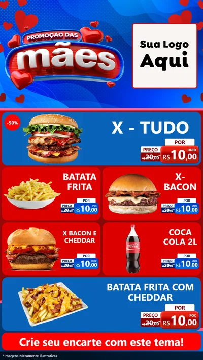 Modelo de TV para TV Vertical com o tema Promoção das Mães para Hamburgueria