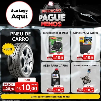 Modelo de Rede Social para Feed Facebook com o tema Operação Pague Menos - Automóveis para Auto peças