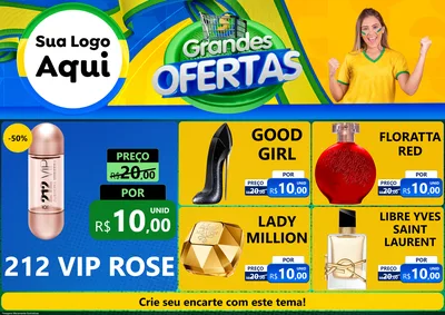 Modelo de Encarte para Encarte A4 Horizontal com o tema Grandes Ofertas para Perfumes