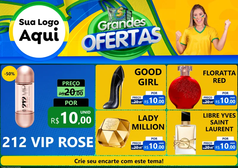 Modelo de Encarte para Encarte A4 Horizontal com o tema Grandes Ofertas para Perfumes