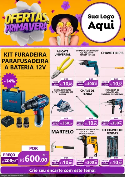 Modelo de Encarte para Encarte A4 Vertical com o tema Ofertas Da Primavera para Maquinas e Ferramentas