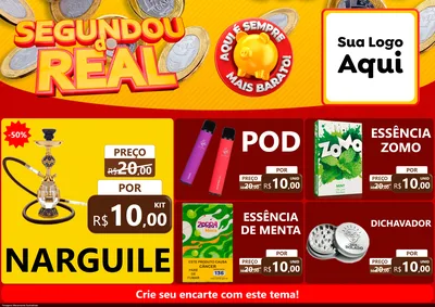 Modelo de Encarte para Encarte A4 Horizontal com o tema Segundou do Real para Tabacaria