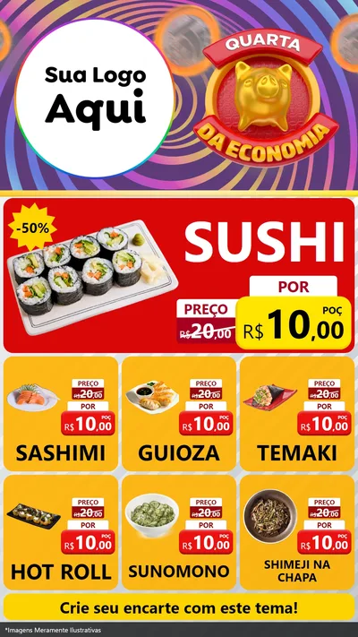 Modelo de Rede Social para Stories com o tema Quarta da Economia para Comida japonesa