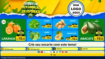 Modelo de TV para TV Horizontal com o tema Feriado da Proclamação da República para Hortifrúti