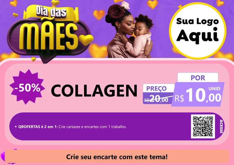 Modelo de Cartaz para Cartaz A4 Horizontal com o tema Dia das Mães para Suplementos alimentares
