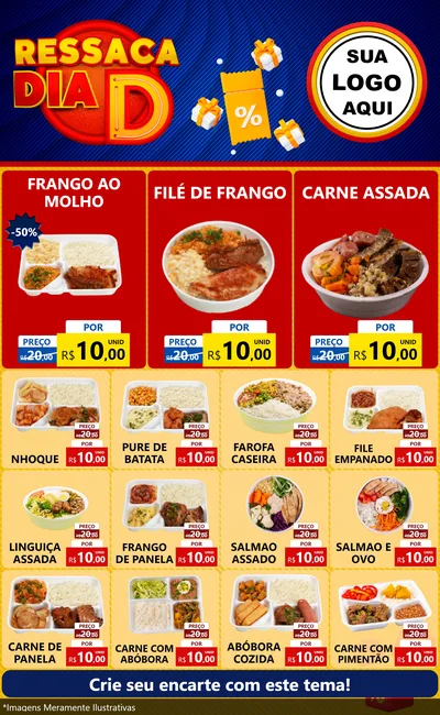 Modelo de Encarte para Encarte Grande com o tema Ressaca Dia D para Restaurante