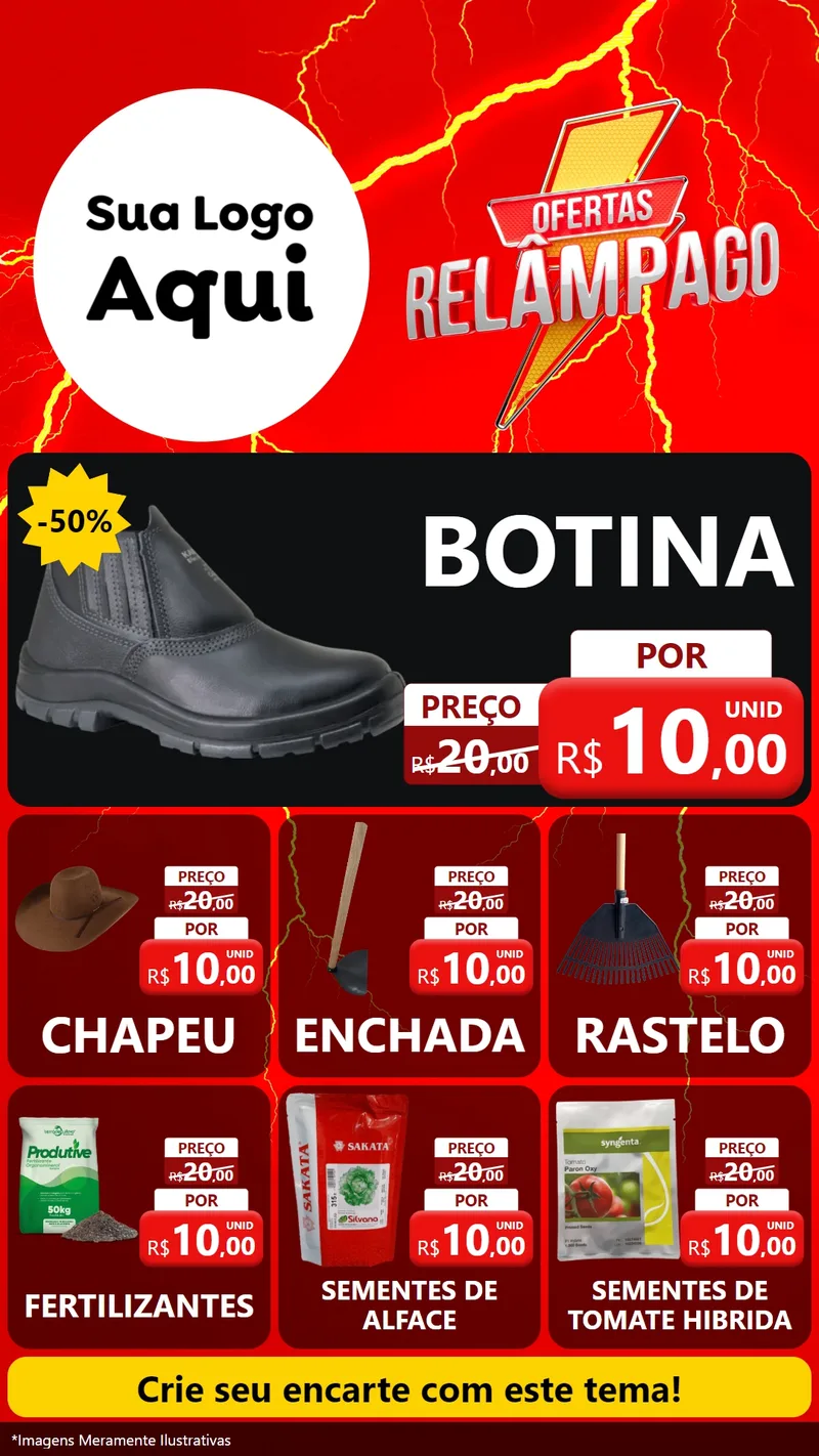 Modelo de Rede Social para Stories com o tema Ofertas Relâmpago para Agropecuária