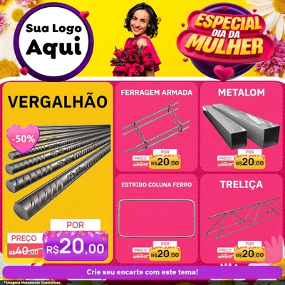 Modelo de Rede Social para Feed Facebook com o tema Especial Dia da Mulher para Ferragens