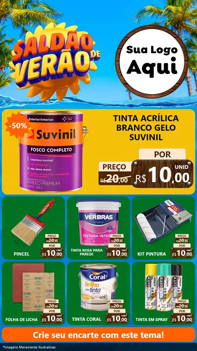 Modelo de Rede Social para Stories com o tema Saldão de Verão para Tintas e Ferramentas