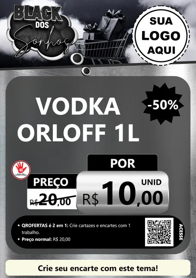 Modelo de Cartaz para Cartaz A4 Vertical com o tema Black dos Sonhos para Distribuidora de bebidas