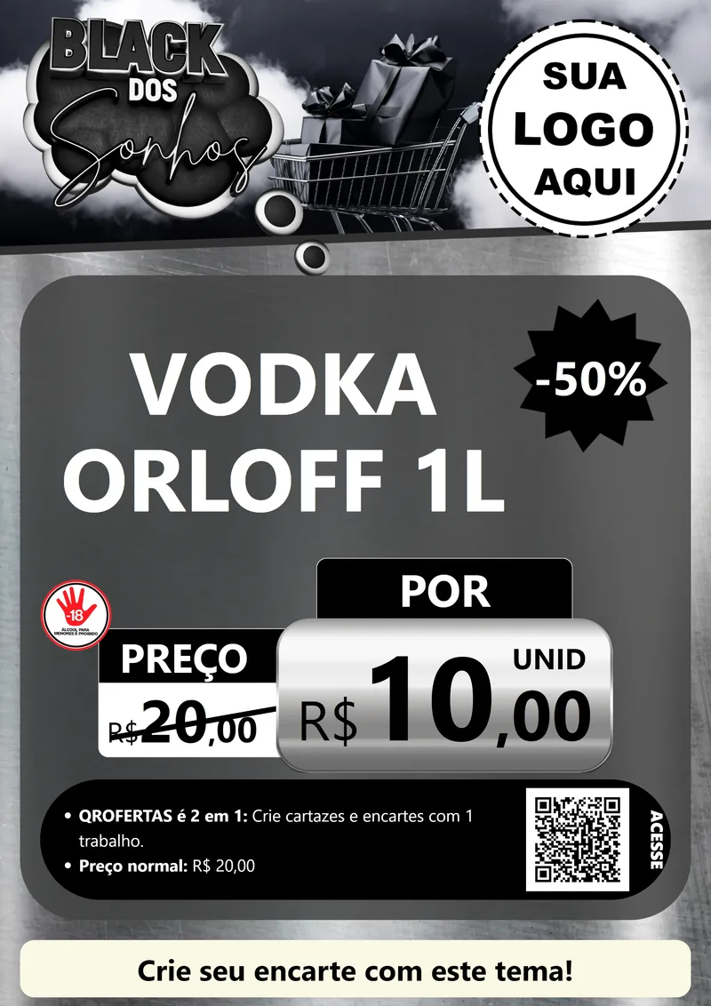 Modelo de Cartaz para Cartaz A4 Vertical com o tema Black dos Sonhos para Distribuidora de bebidas