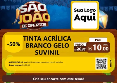 Modelo de Cartaz para Cartaz A4 Horizontal com o tema São João Ofertas Imbatíveis! - Junina para Tintas e Ferramentas