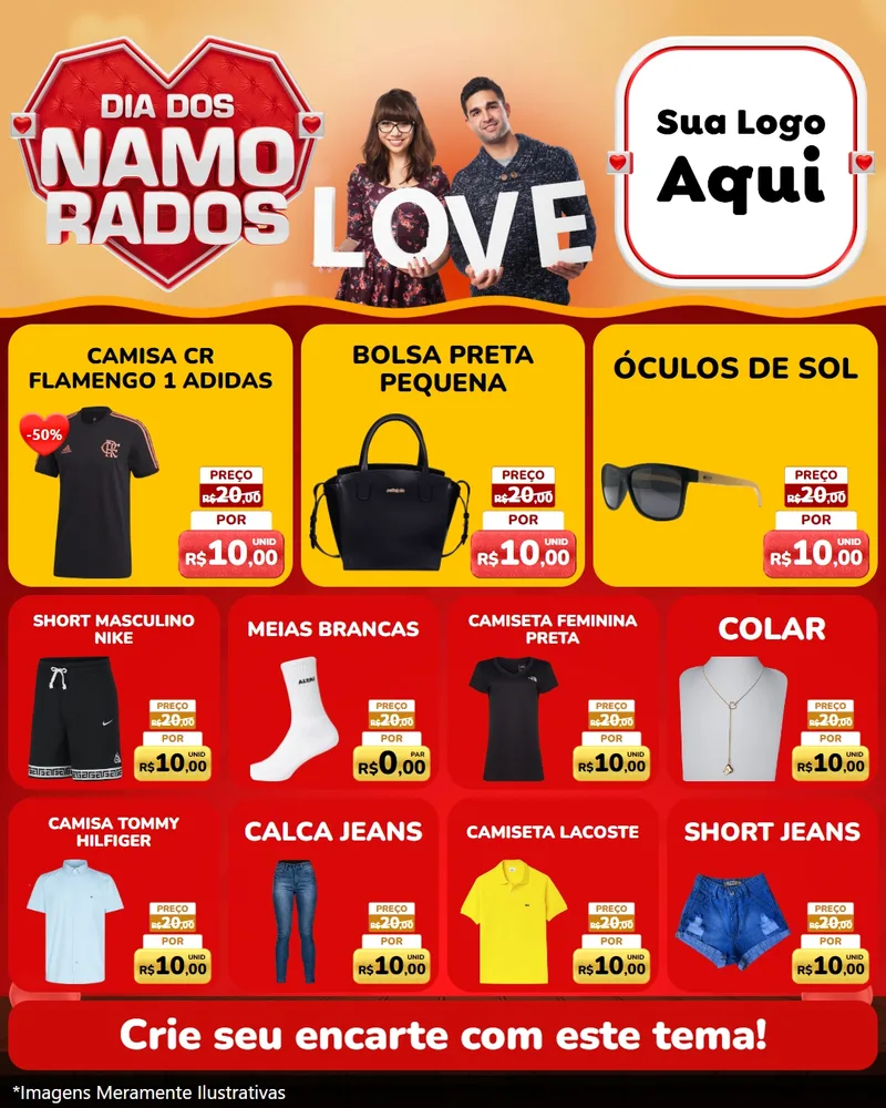 Modelo de Rede Social para Feed Instagram com o tema Dia dos Namorados para Roupas e acessórios