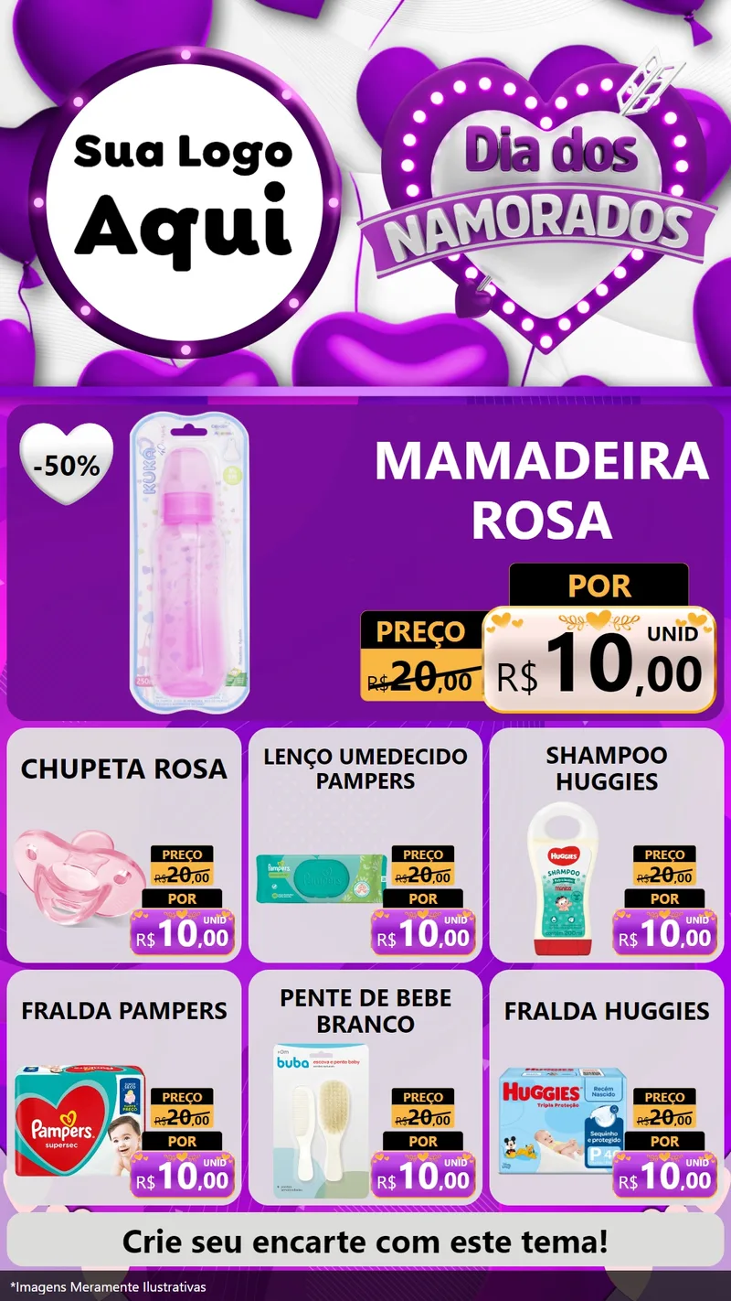 Modelo de Rede Social para Stories com o tema Dia dos Namorados para Bebês