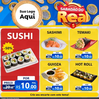 Modelo de Rede Social para Feed Facebook com o tema Sabadão do Real para Comida japonesa