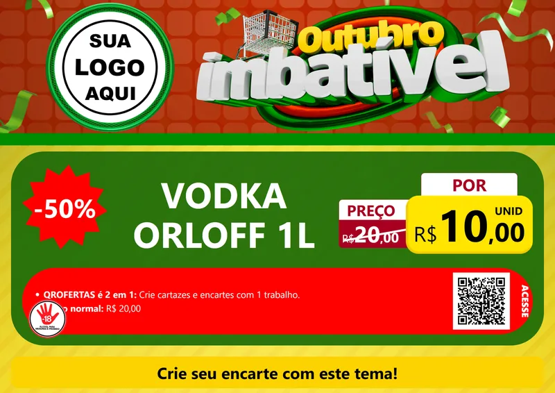 Modelo de Cartaz para Cartaz A4 Horizontal com o tema Outubro Imbatível para Distribuidora de bebidas