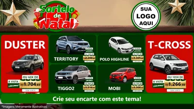 Modelo de TV para TV Horizontal com o tema Sorteio de Natal para Concessionaria de Carros
