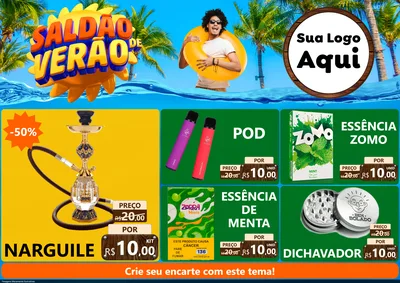 Modelo de Encarte para Encarte A4 Horizontal com o tema Saldão de Verão para Tabacaria