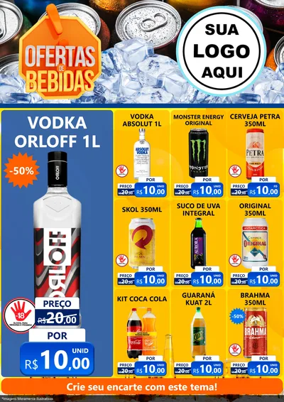 Modelo de Encarte para Encarte A4 Vertical com o tema Ofertas de Bebidas para Distribuidora de bebidas