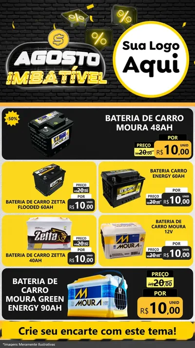 Modelo de TV para TV Vertical com o tema Agosto Imbatível para Baterias Elétricas